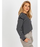 Dryžuotas megztinis moterims Rue PARIS (Baltos ir juodos spalvų)